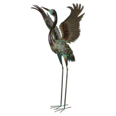 Green Patina Crane – Wing Up 48″