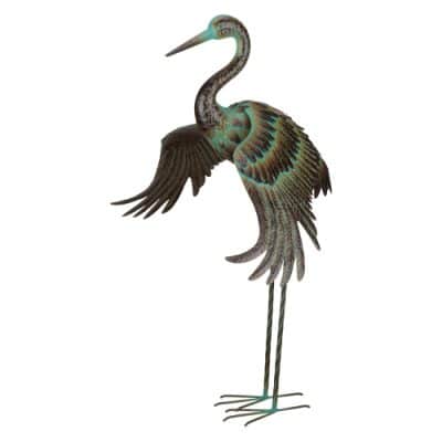 Green Patina Crane – Wing Down 48″