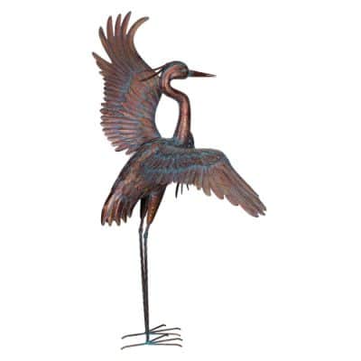 Copper Patina Heron, Wings Up