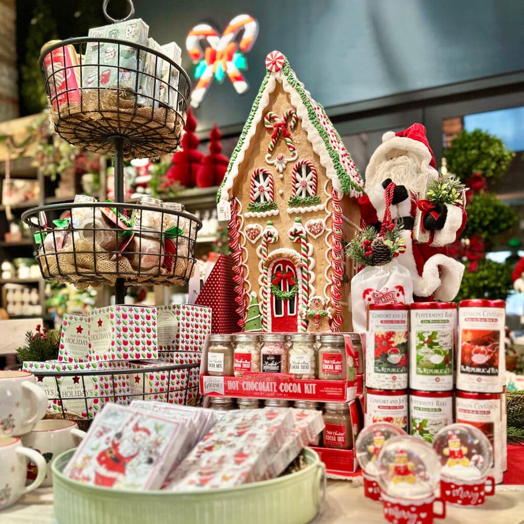 Gingerbread house decor and holiday teas