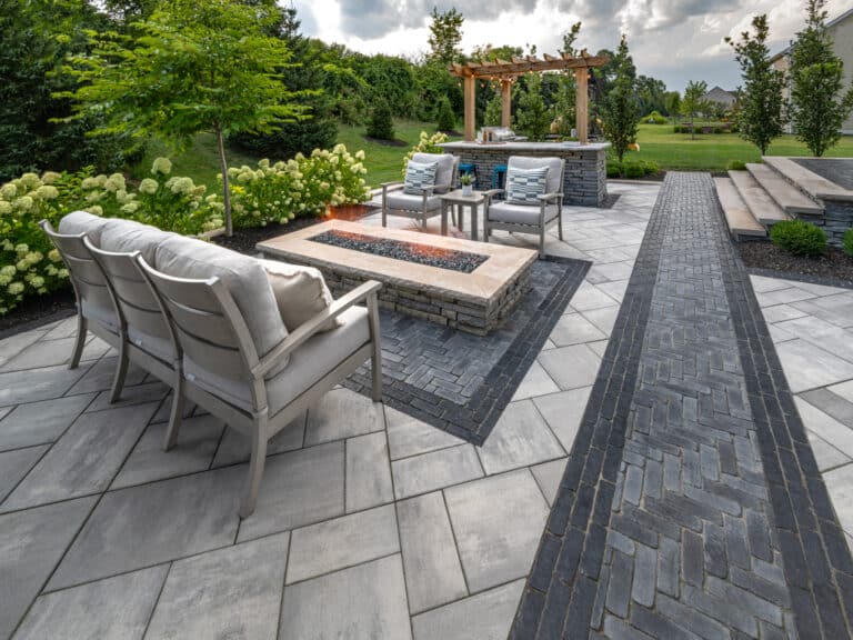 Clean paver patio and outdoor living space