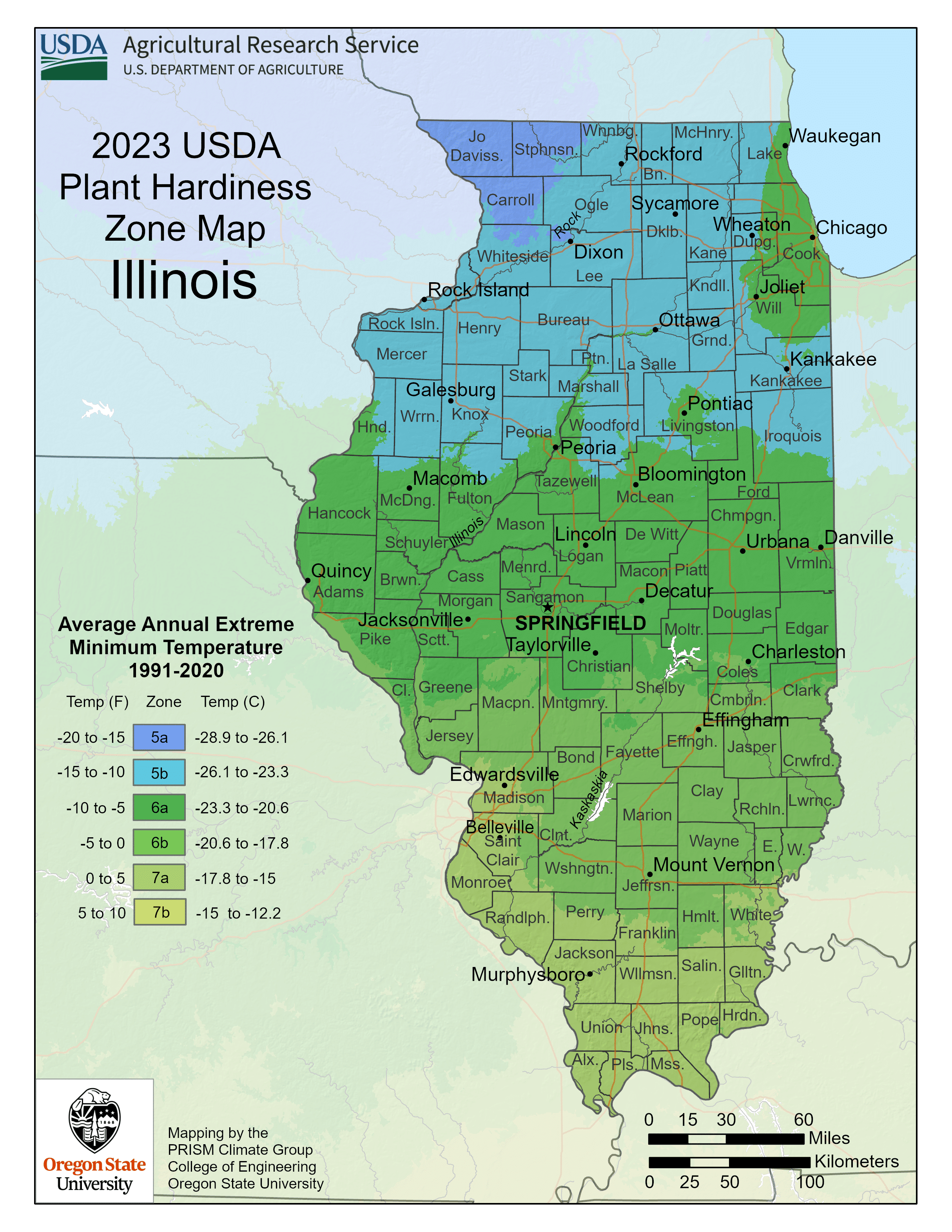 Illinois Plant Hardiness Zone Map