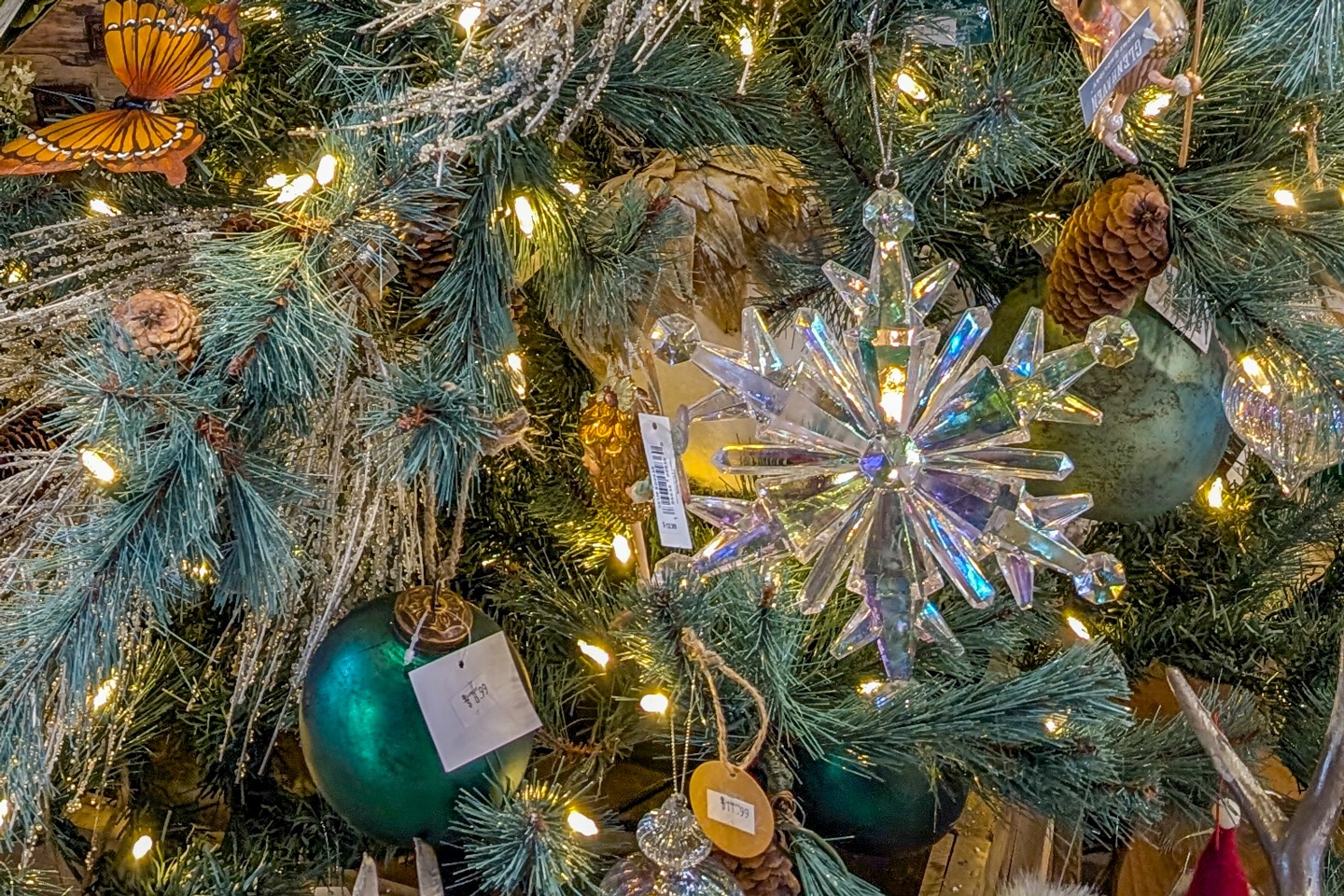 Ornaments on Forest Holiday Tree