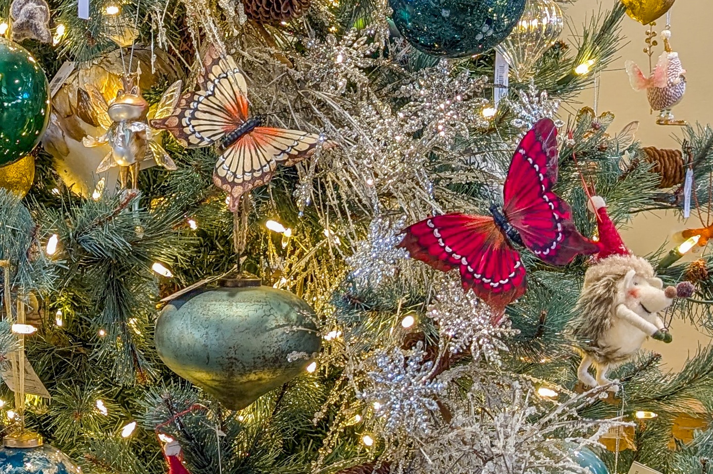 Ornaments on Forest Holiday Tree