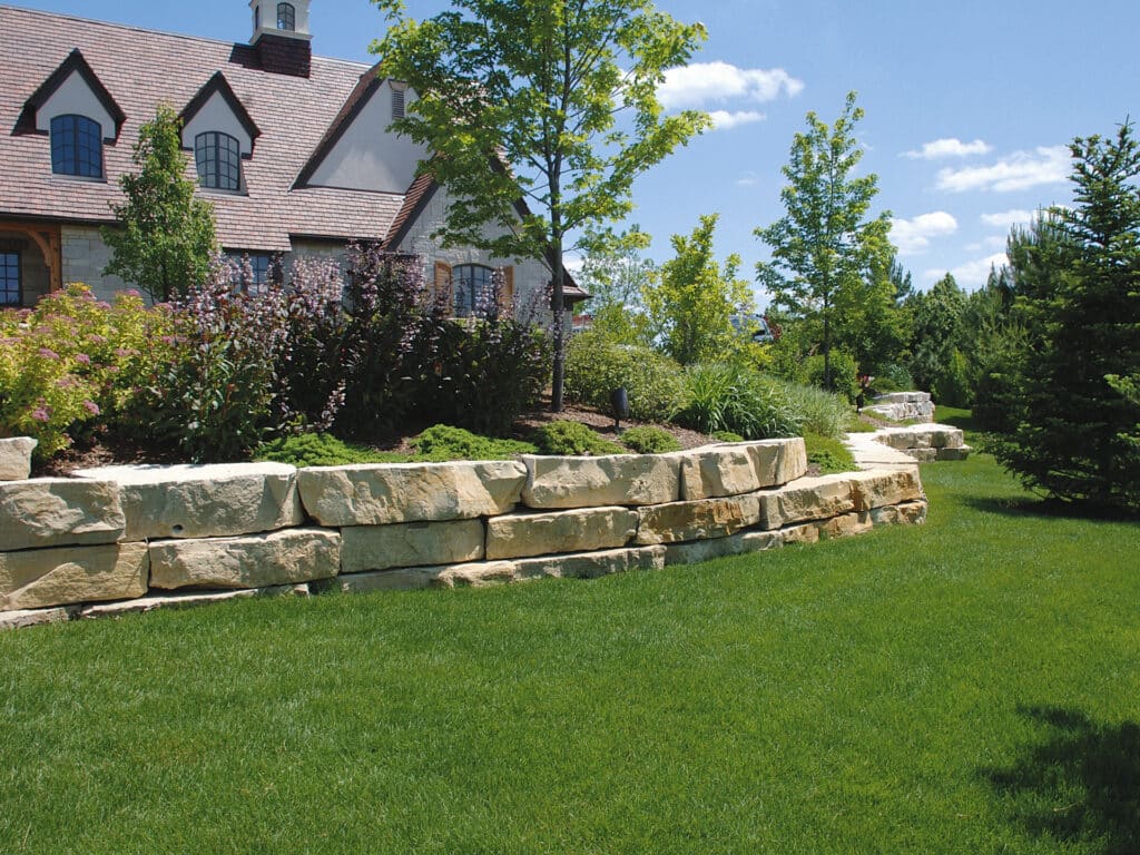 Thick outcropping used to create a retaining wall