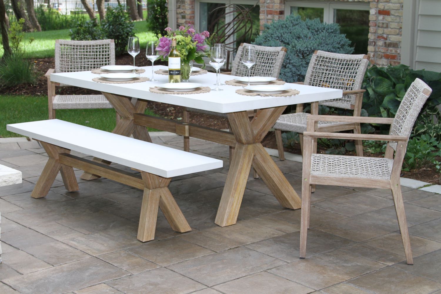 Outdoor Interiors, Ivory Composite Dining Group
