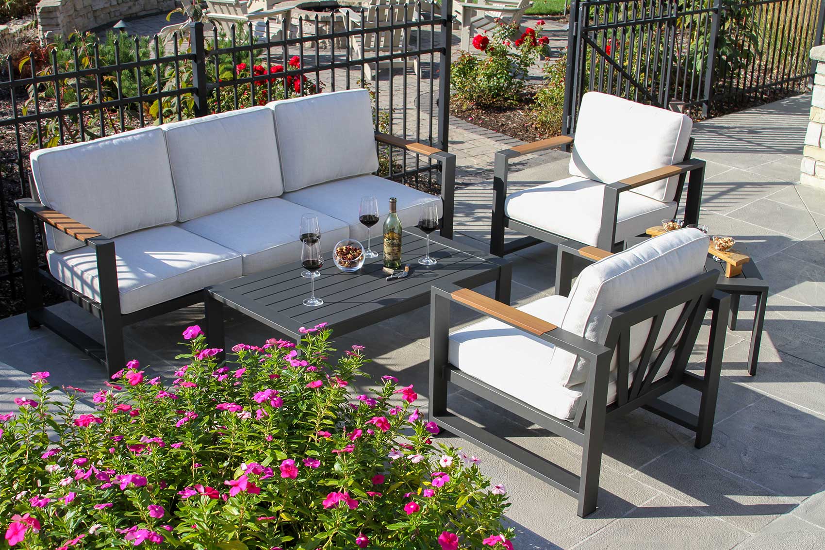 Outdoor Interiors, Black Aluminum Seating Collection