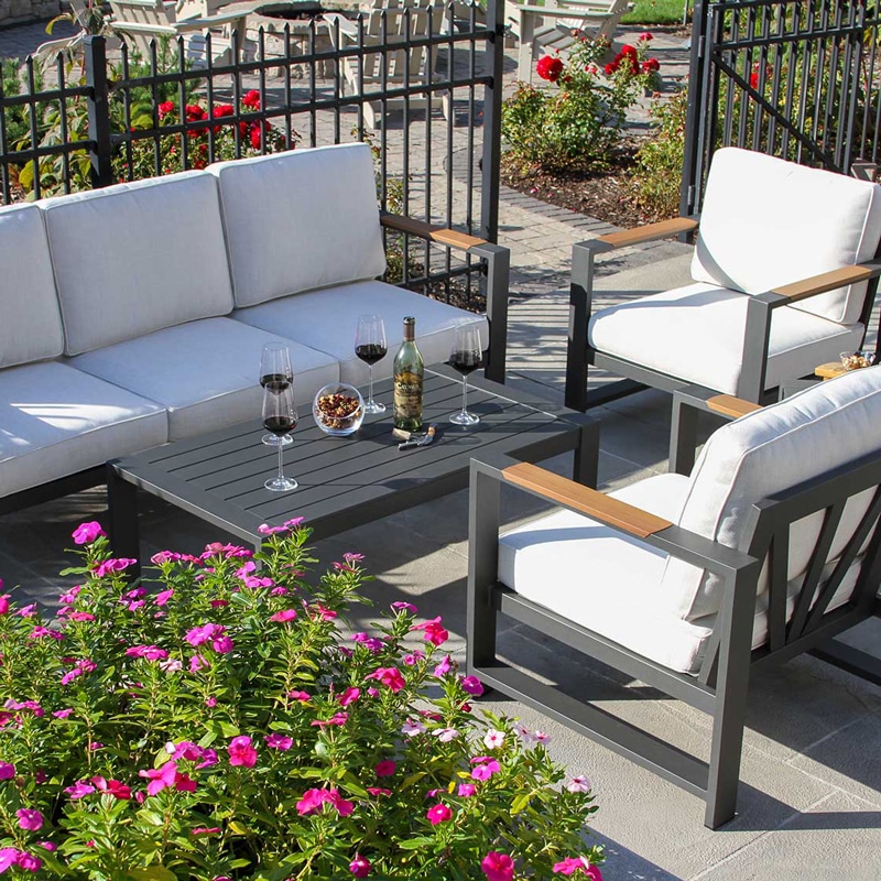 Outdoor Interiors, Black Aluminum Seating Collecti