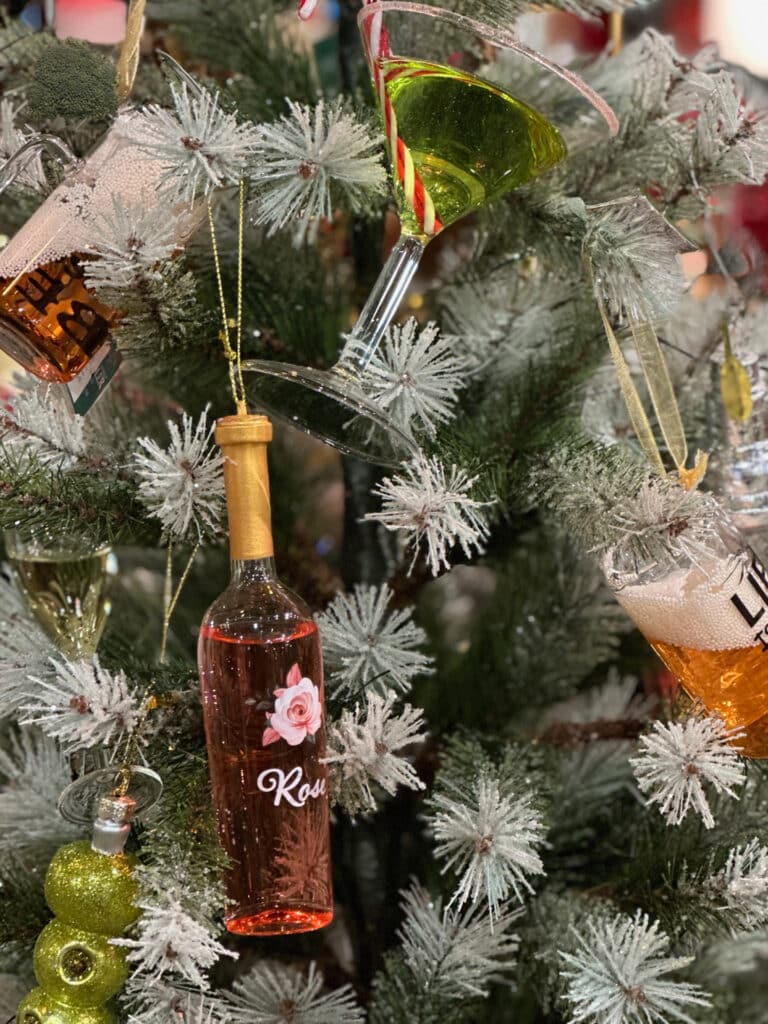 Rose wine bottle ornament