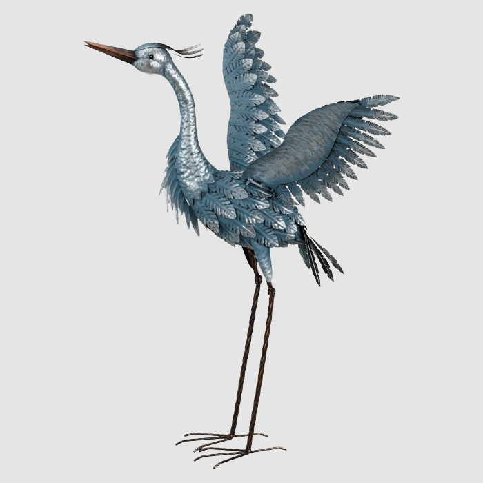 Metallic Blue Heron - Wings Up 29"